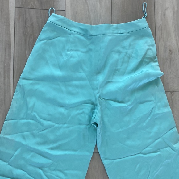 VGUC Ralph Lauren 100% Silk Size 12 Teal Blue Green Turquoise Dress Pants Slacks - Picture 8 of 13